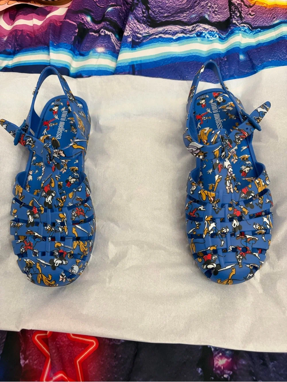 Mini Melissa disney girls  Blue Cartoon Jelly Sandals size 13